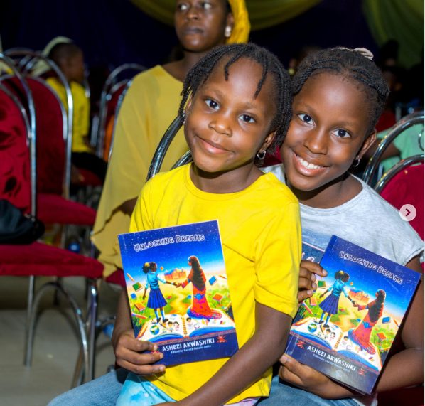 Happy children-holding at the unlocking dreams book launch